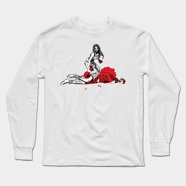 Female boxer dominating, womens power, feminism Long Sleeve T-Shirt by DamiansART